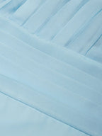 Light Blue Ruched Chiffon One Shoulder Sleeveless A-Line Maxi Dress