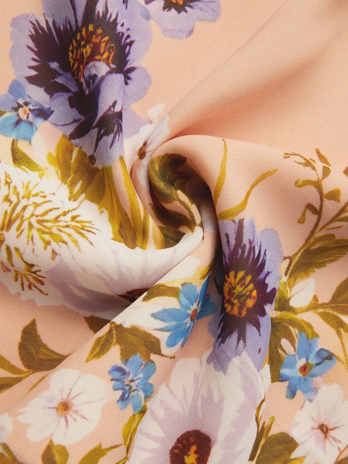Apricot Floral Chiffon Square Neck Sleeveless A-Line Maxi Dress