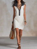 Chic Zip-Up Collar Sleeveless Mini Dress