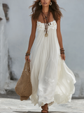 Bohemian Off-white Floral Maxi Dress