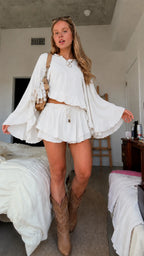 Ruffle Sleeve Chiffon Two-Piece Set