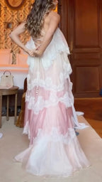 Tiered Lace Tulle Maxi Dress