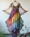 Summer Vacation Gradient Beaded Ruffle Dress 3c0f