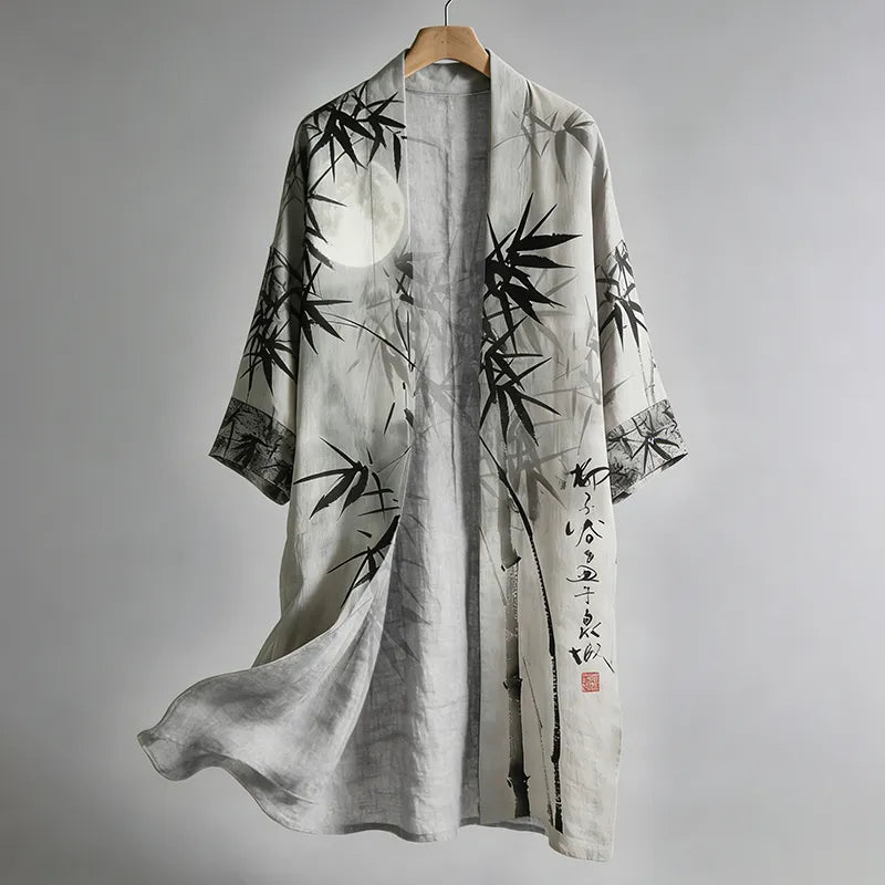 Men's Retro Bamboo Art Linen Long Kimono