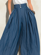 High-Waist Tencel Denim Wide-Leg Palazzo Pants