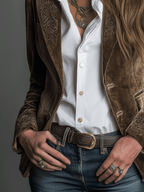 Vintage Taupe Velvet Embroidered Blazer