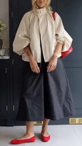 Puff Sleeve Jacket & Black Culottes Outfit