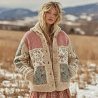 Women's Floral Patchwork Comfortable Hooded Knitted Sweater