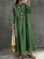 Long Sleeved Lotus leaf collar  Loose Denim Dress
