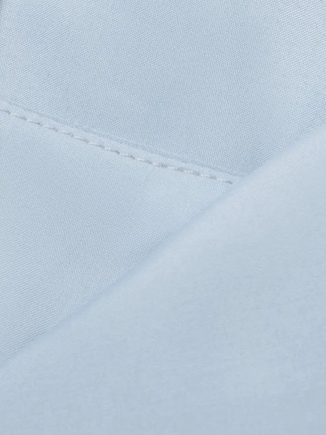 Light Blue Ruched Cotton Boat Neck Half Sleeve Sheath Midi Dress