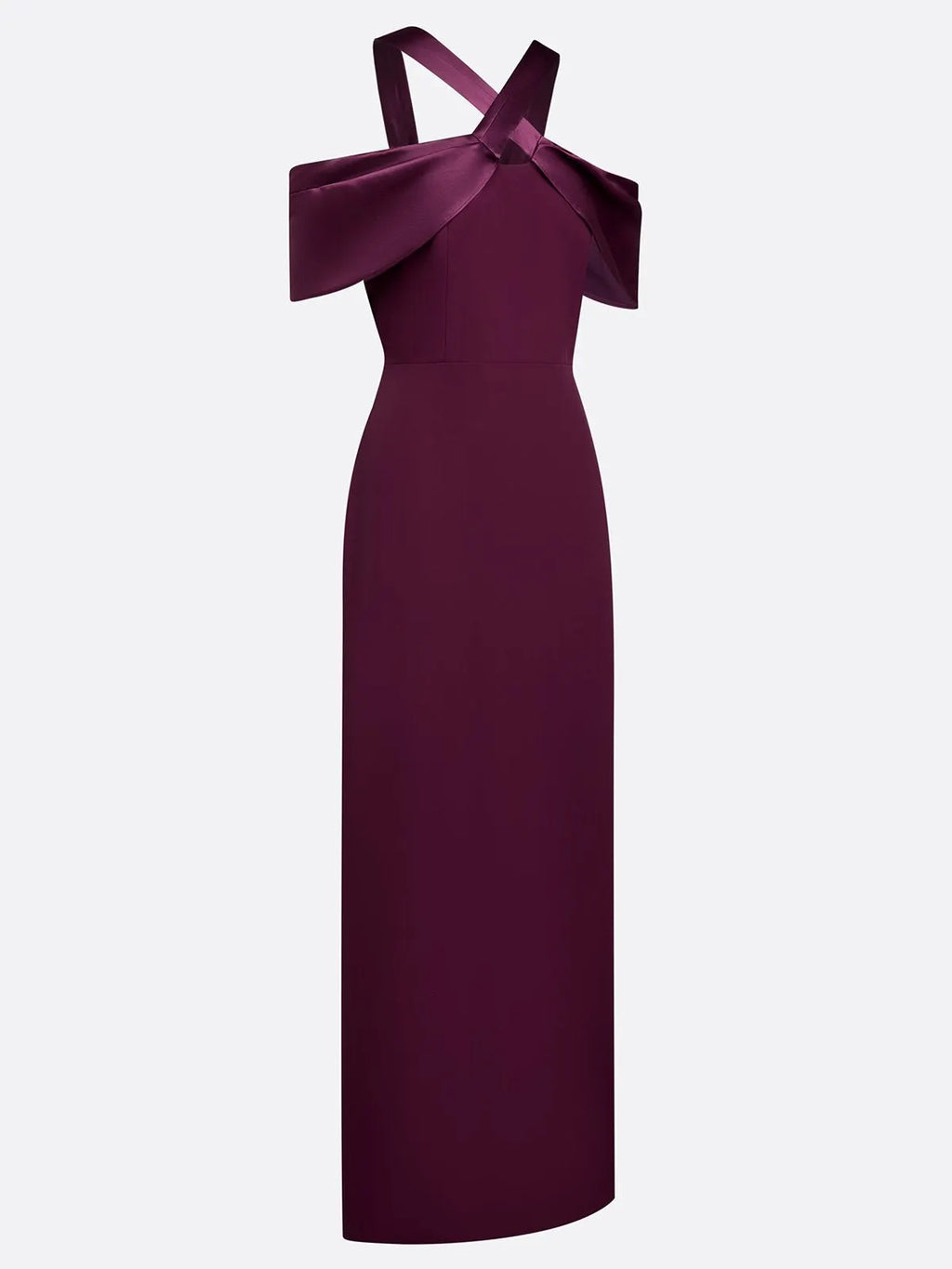 Burgundy Cross Bow Classic Off The Shoulder Sleeveless Sheath Floor Length Dress