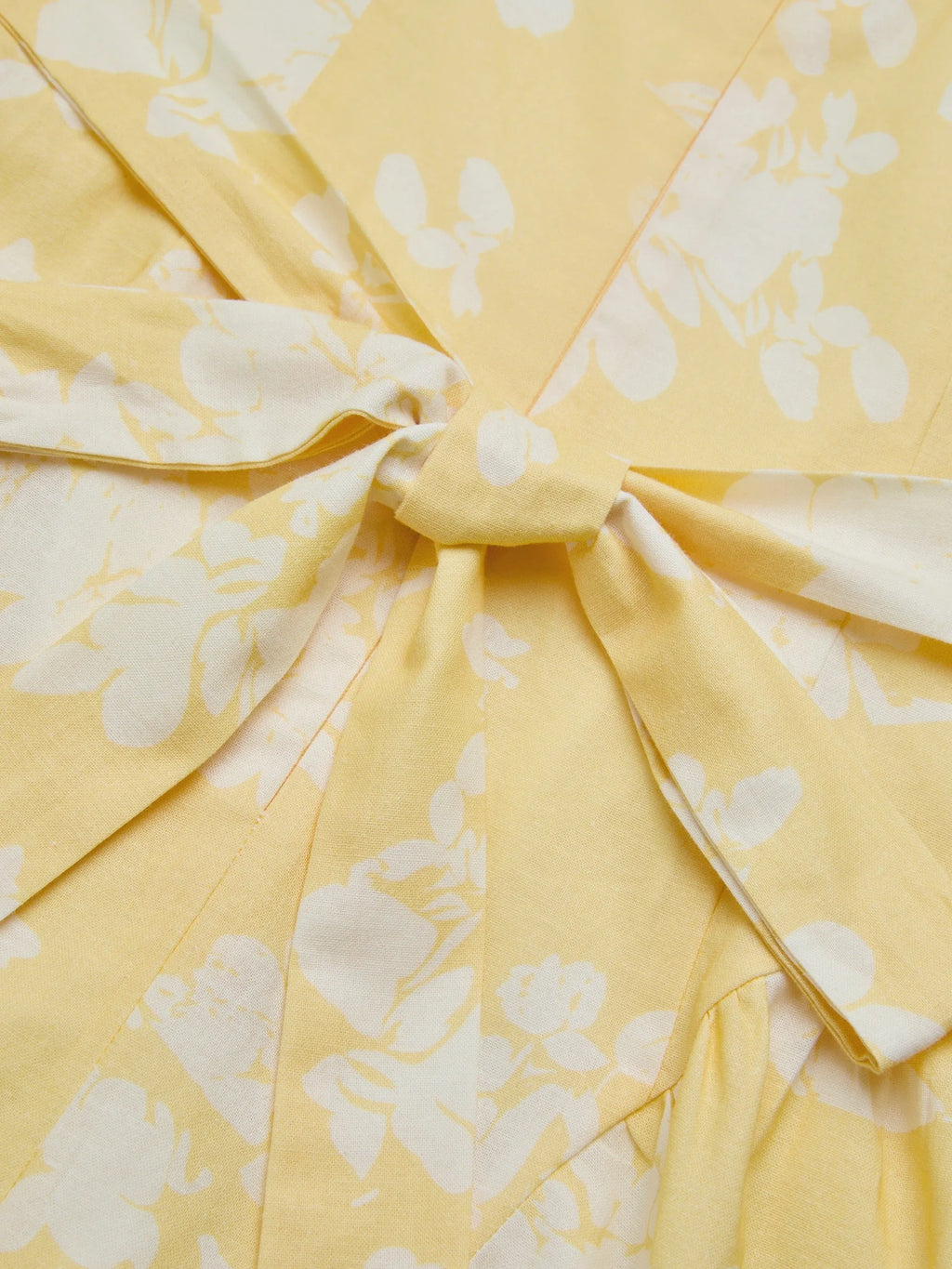 Midi Cotton Dress, Short Sleeves, Floral, French Vintage, Yellow