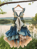 Summer Handmade Lace Denim Patchwork Dress 0d08
