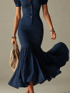 Elegant Striped Slim-fit Mermaid Maxi Dress
