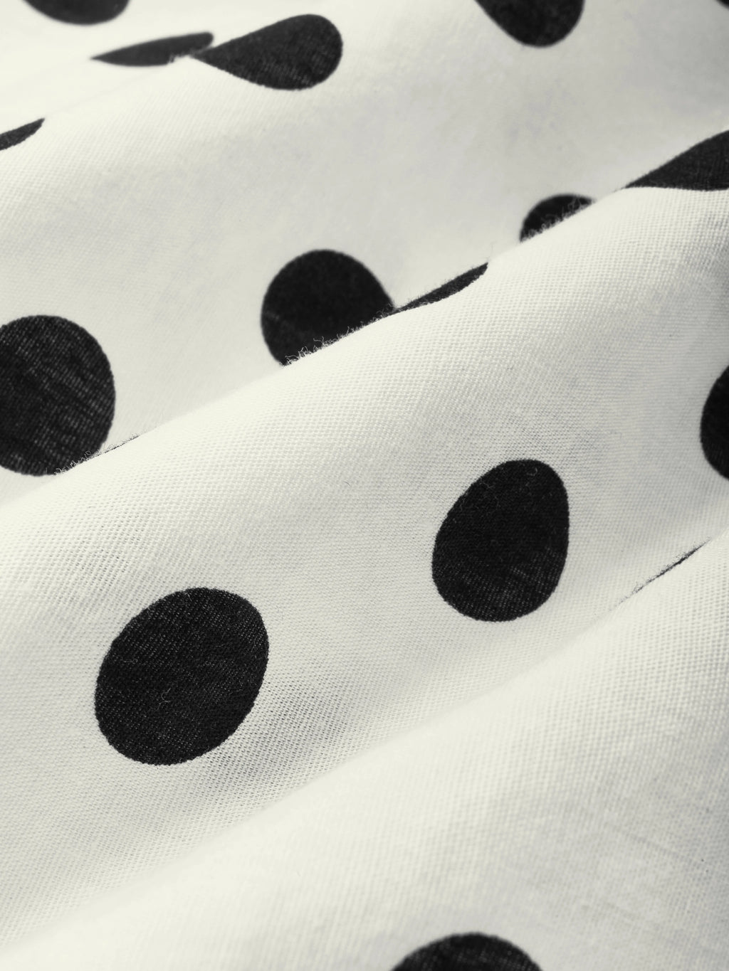 Midi Linen Dress, Long Sleeves, Lapel Collar, Polka Dots, Button Design, Vintage, Ivory