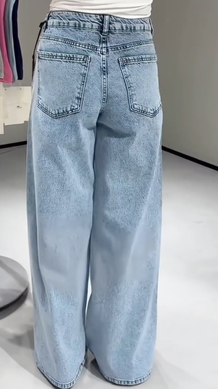 Women's Faux Two-Piece Design Casual Jeans