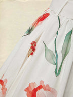 Maxi Linen Dress , Sleeveless, V Neck, Floral, Lace, Vacation, Vintage, Coral