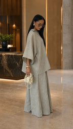 Crinkled Textured Oversized Shirt & Wide-Leg Pants Two-Piece