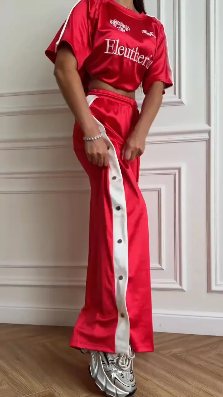 Satin Sport Tracksuit Set
