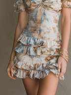 Boho Off-Shoulder Ruffled Smocked Mini Dress