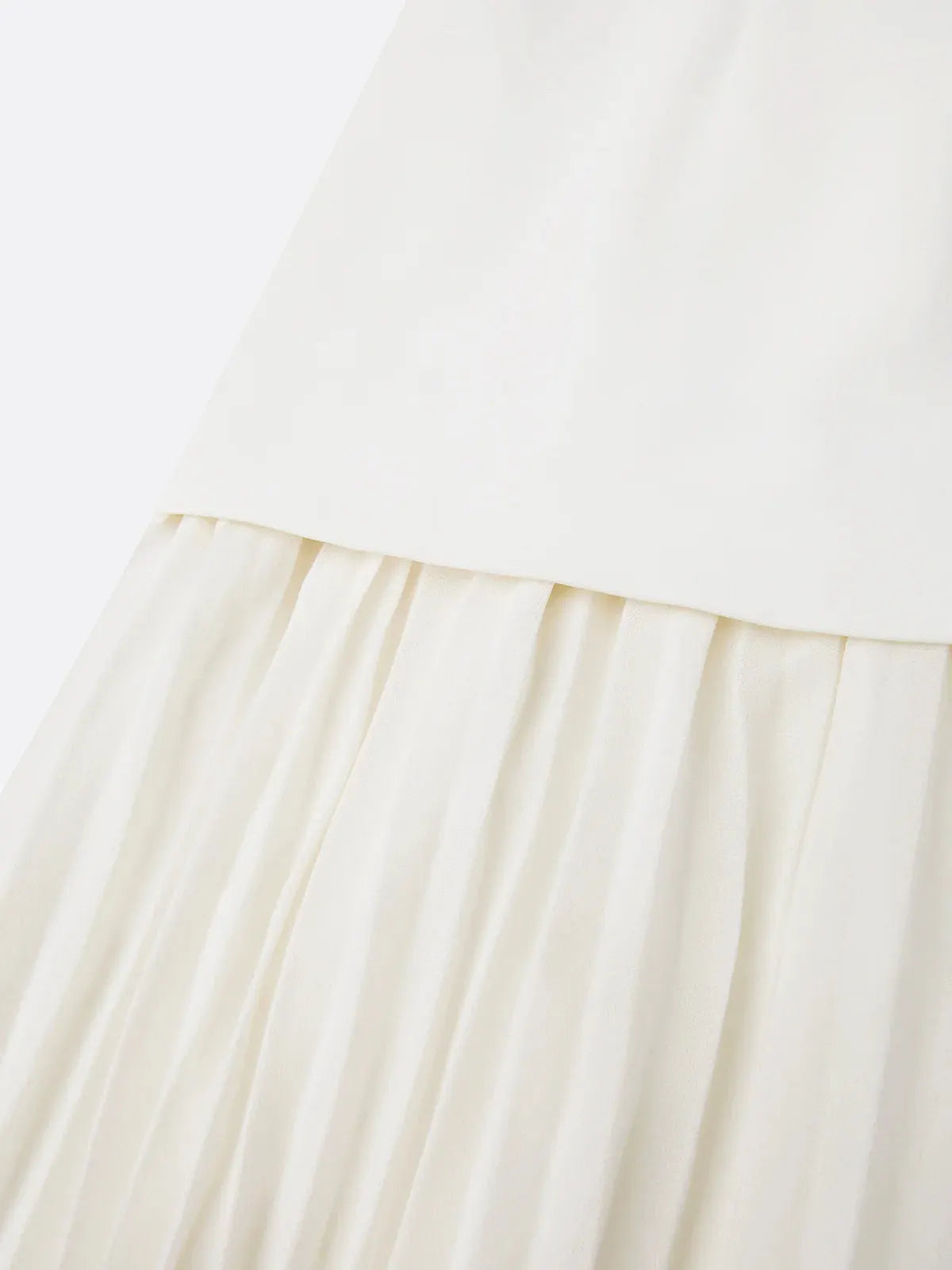 Off White Pleated Classic Boat Neck Sleeveless A-Line Floor-length Gown Dress