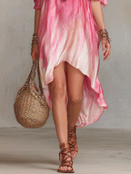 Bohemian Ombre Off-Shoulder Flowing Midi Dress