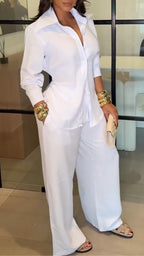 Oversized Open Shirt & Pleated Wide Leg Trousers Set