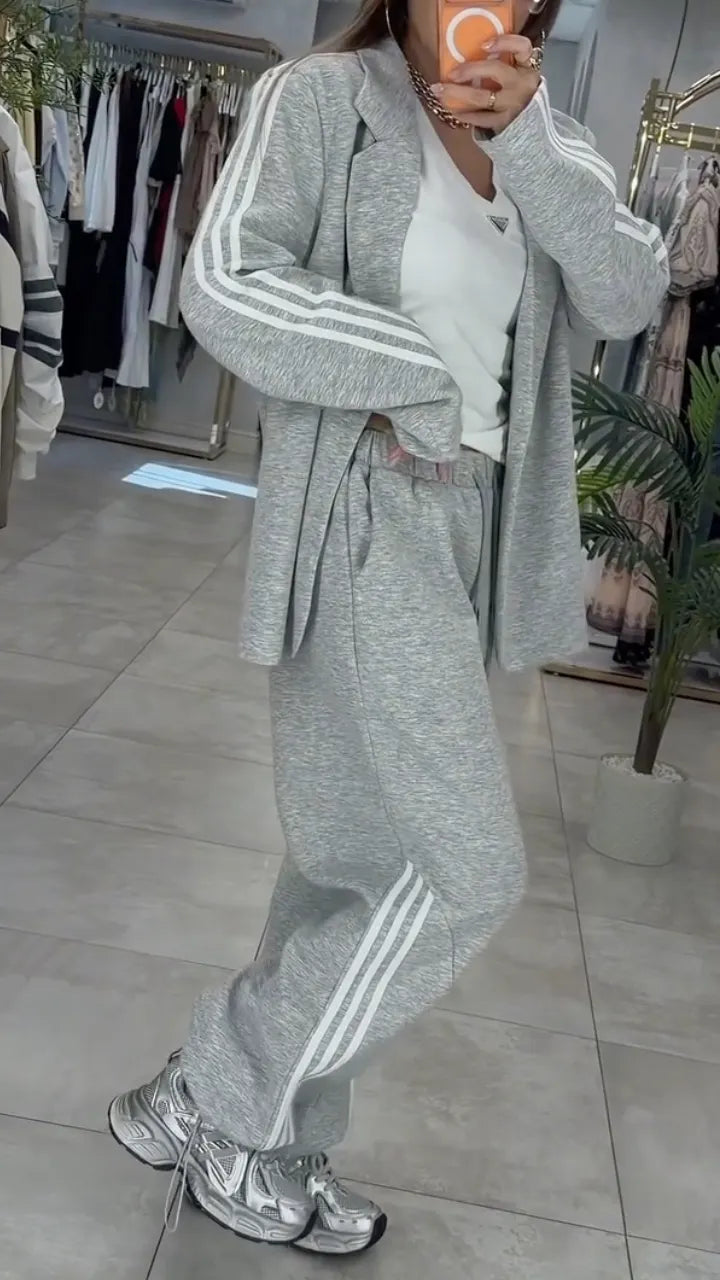 Stripe Blazer & Jogger Tracksuit Two Piece Set