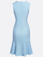 Light Blue Rhinestone Classic Crew Neck Sleeveless A-Line Mini Homecoming Dress