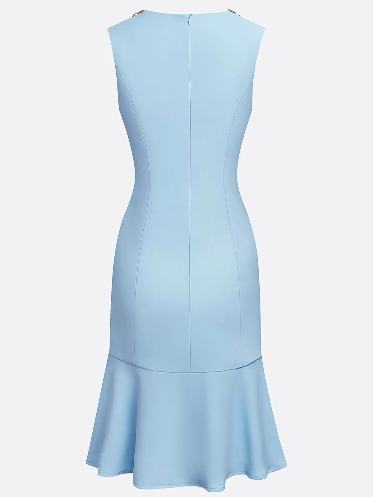Light Blue Rhinestone Classic Crew Neck Sleeveless A-Line Mini Homecoming Dress