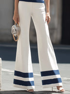 Striped Mock-Neck Sleeveless Top And Wide-Leg Pants Set