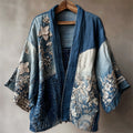 Floral Lace Fiber Art Japanese Sashiko Patchwork Linen Kimono