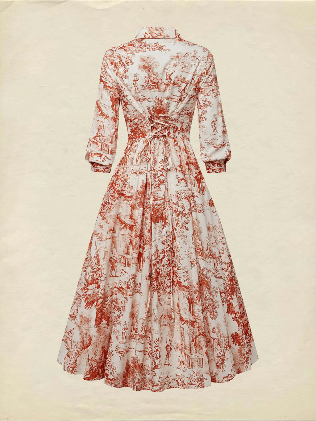 Maxi Linen Dress, Half Sleeve, Shawl Collar, Floral, Button Design, French Vintage, White
