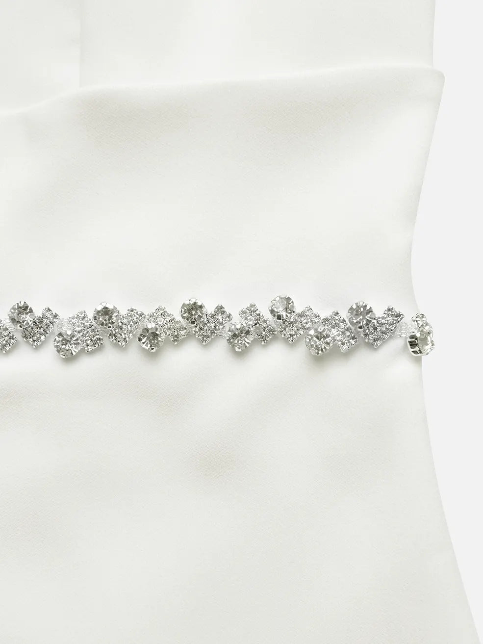 White V Neck Sleeveless Rhinestone Slit A-Line Midi Dress