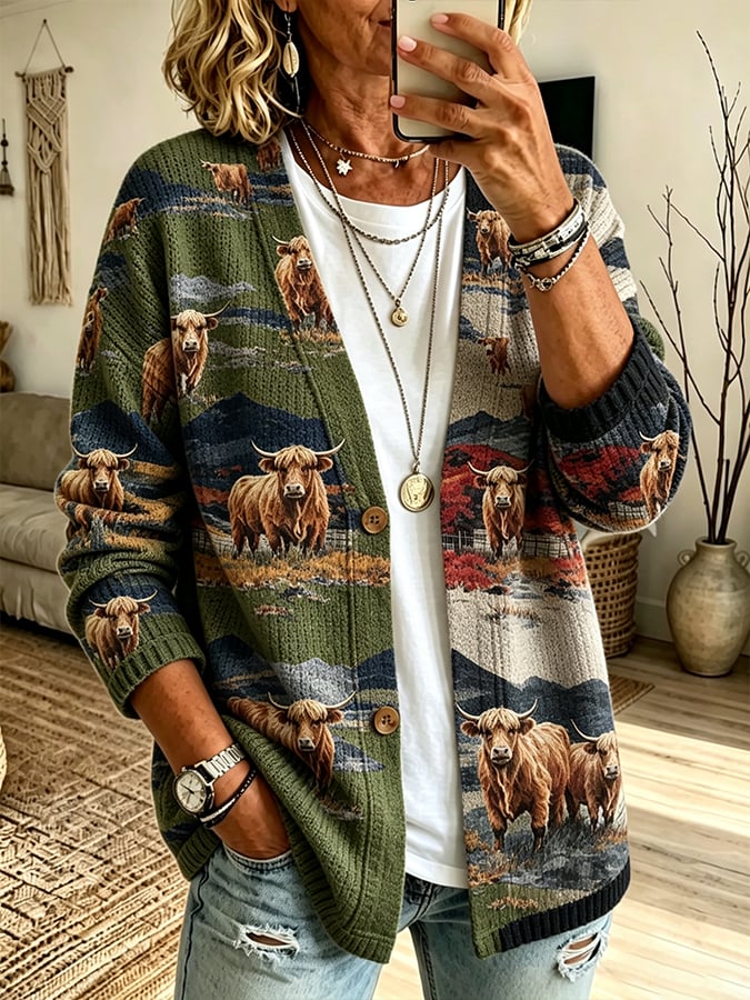 Women's Highland Cow Print Top
