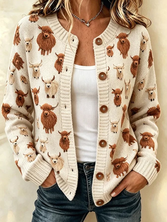Women's Highland Cow Print Top