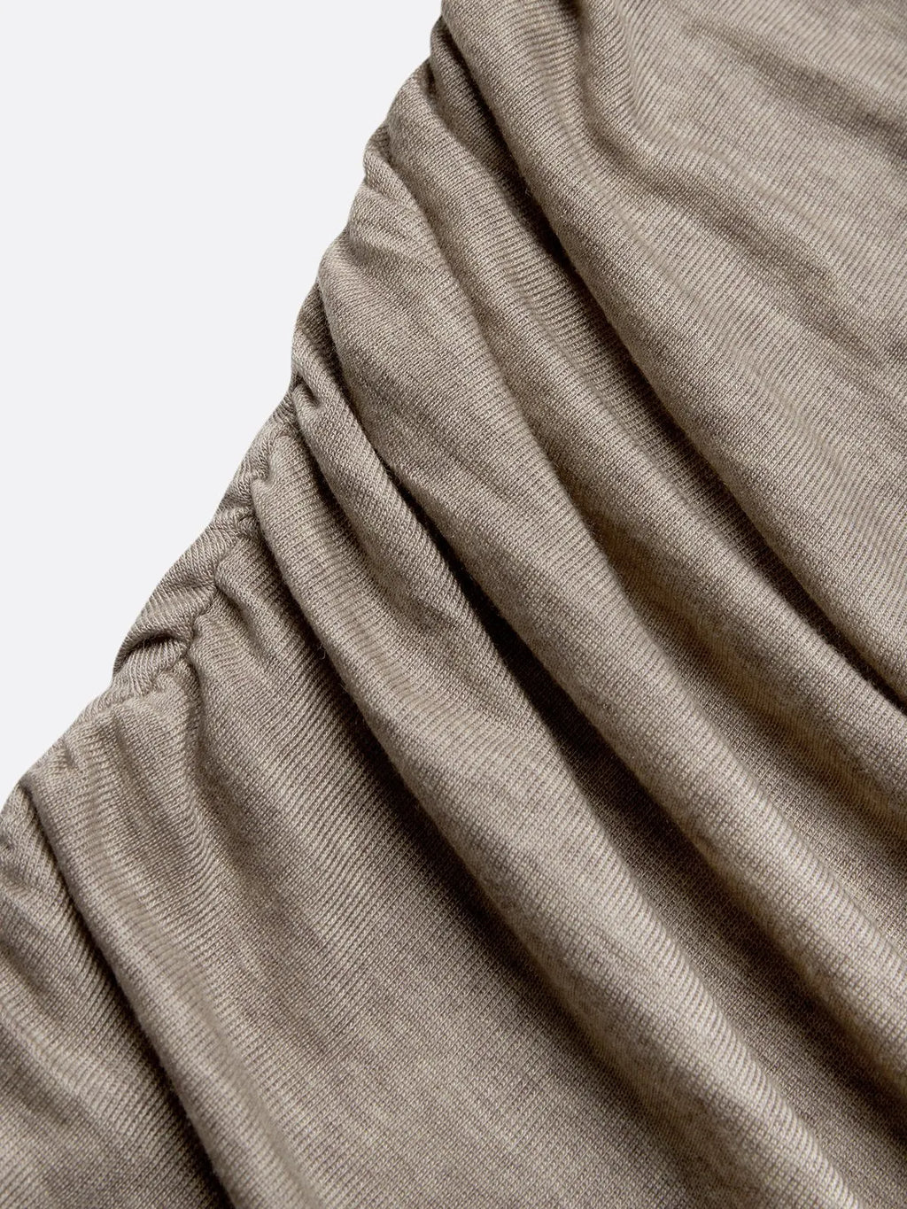 Khaki Lyocell Wool Ruched Knit Versatile One Shoulder/ Off-the-Shoulder Sleeveless A-Line Maxi Dress