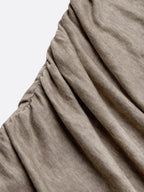 Khaki Lyocell Wool Ruched Knit Versatile One Shoulder/ Off-the-Shoulder Sleeveless A-Line Maxi Dress