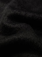 Wool Trench Coat, Long Sleeves, Lapel Collar, Plain, Button Design, Vintage, Black