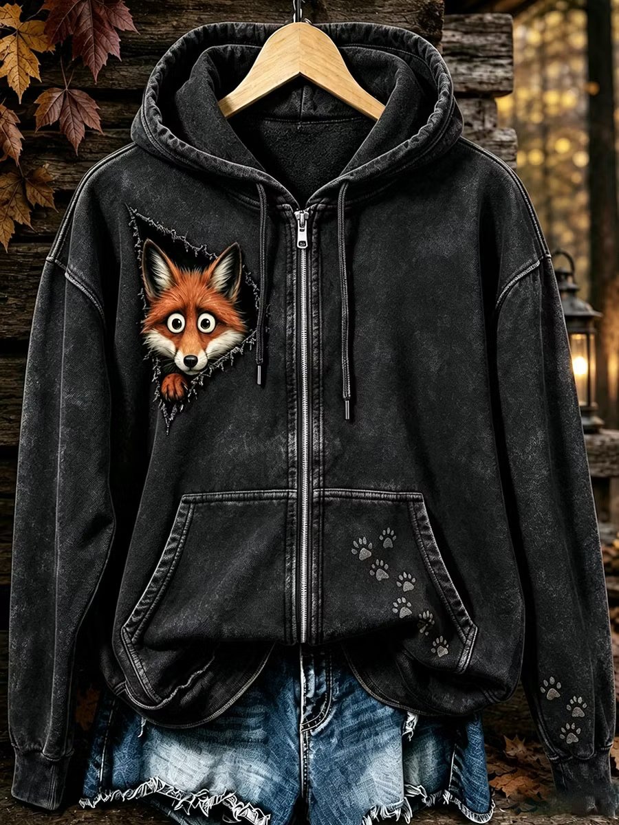 Women's Vintage Animal Print Hoodie