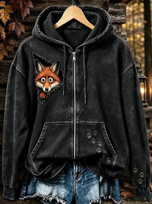 Women's Vintage Animal Print Hoodie