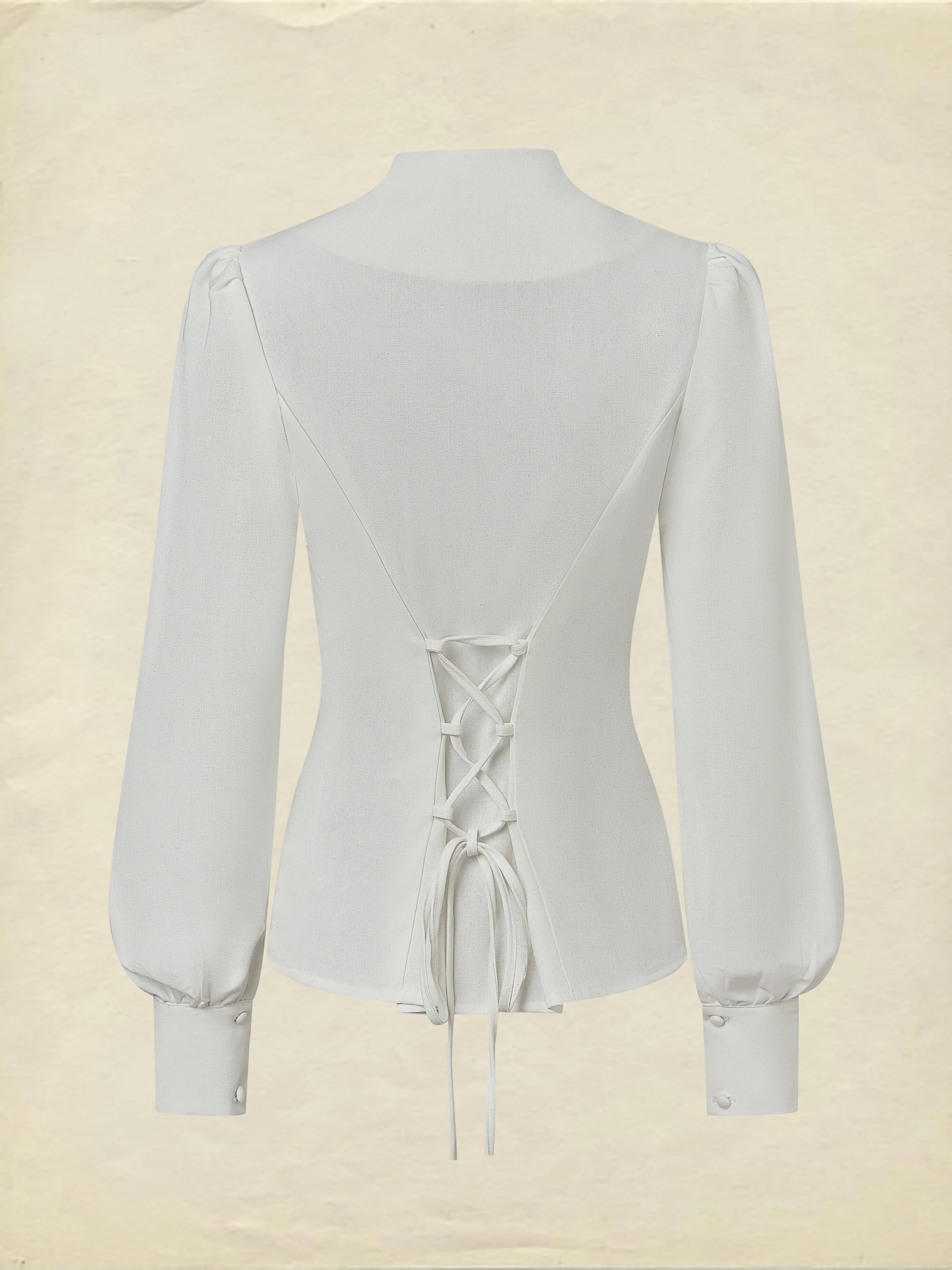 Linen Shirt, Long Sleeves,  Plain, Lace, French Vintage, White