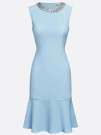 Light Blue Rhinestone Classic Crew Neck Sleeveless A-Line Mini Homecoming Dress