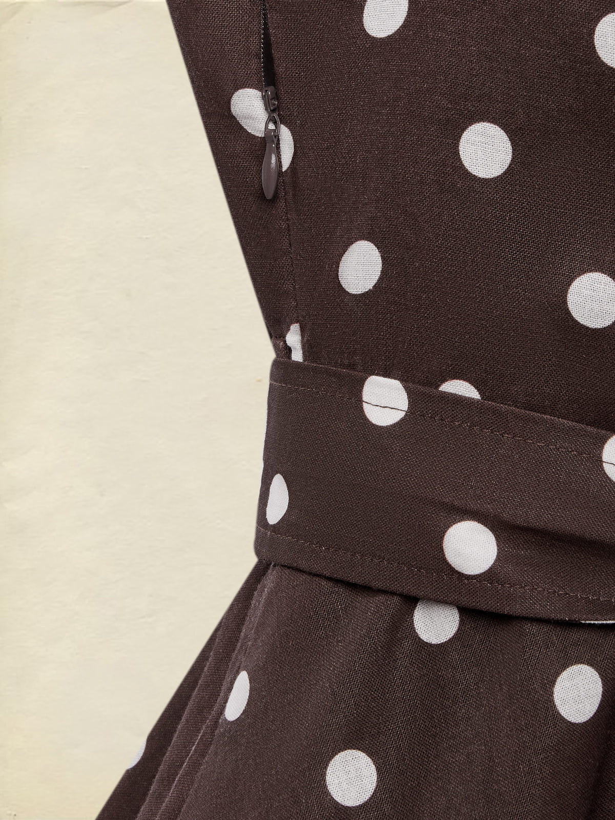 Midi Cotton Dress , Sleeveless, Shawl Collar, Polka Dots, Button Design, French Vintage, Purplish Blue