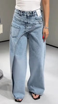 Women's Faux Two-Piece Design Casual Jeans
