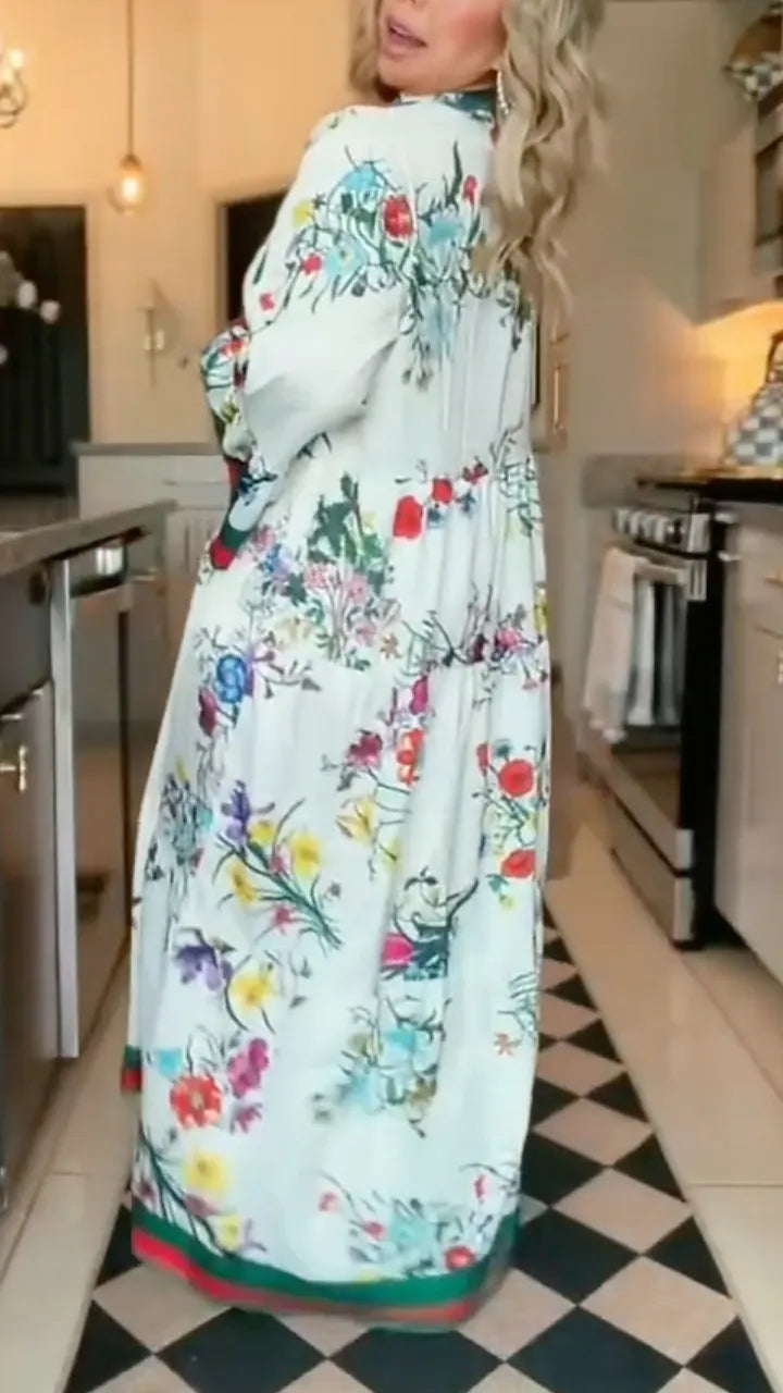 Floral Print Tiered Maxi Dress