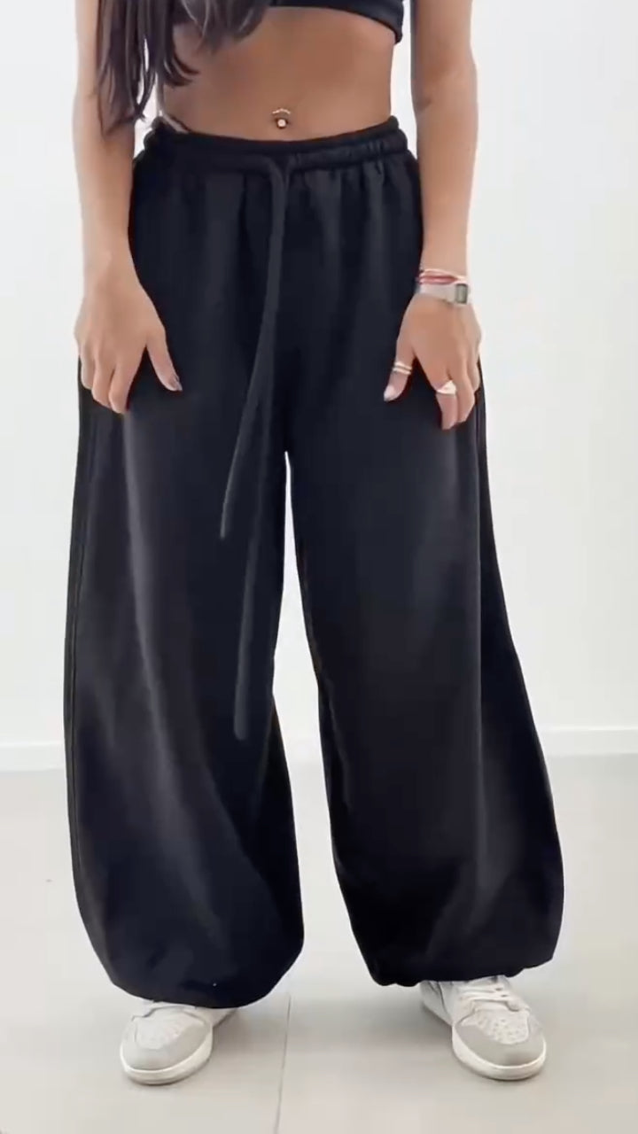 Grey Oversized Drawstring Jogger Pants