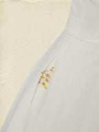Midi Linen Dress , Sleeveless, Round Neck, Plain, Lace, French Vintage, White