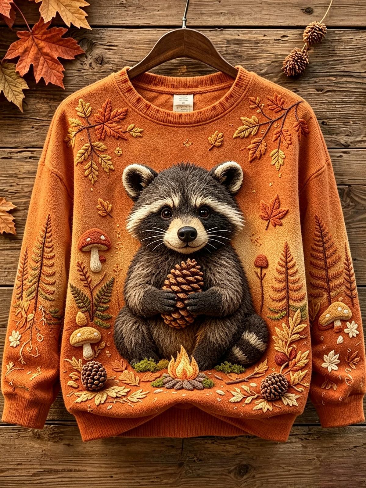 Women's Autumn Animal-Print Fleece-Lined Crewneck Sweatshirt