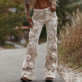 Women's Classic Rose Floral Embroidery Art Loose Jeans